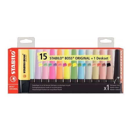 Achetez Set de bureau 15 surligneurs Boss assortis F60915 SAECO STABILO pas cher sur Ma Rentrée Sco..