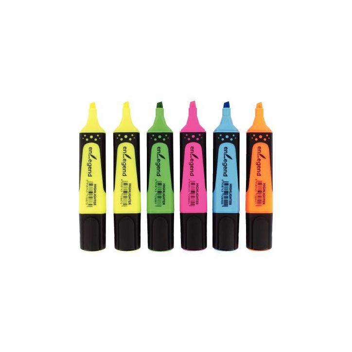 Pochette de 6 surligneurs grip assortis HL700200-6PCS