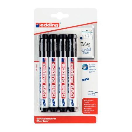 Achetez Blister de 4 marqueurs tableaux blancs 660 noirs 660-4-1001 EDDING pas cher sur Ma Rentrée ..