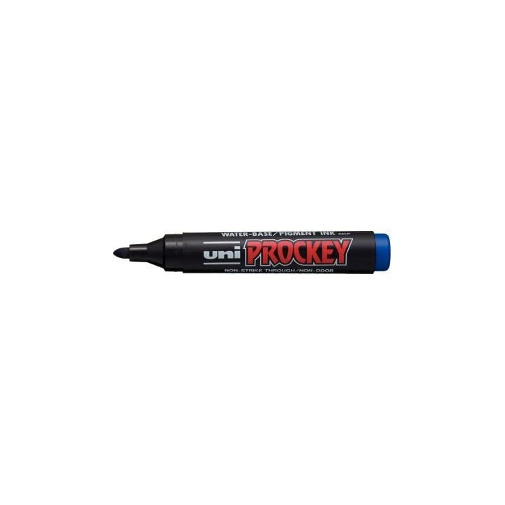 UNI-BALL Marqueur permanent pte ogive corps plastique encre pigmentée à  base d'eau Bleu UNI PROCKEY PM122