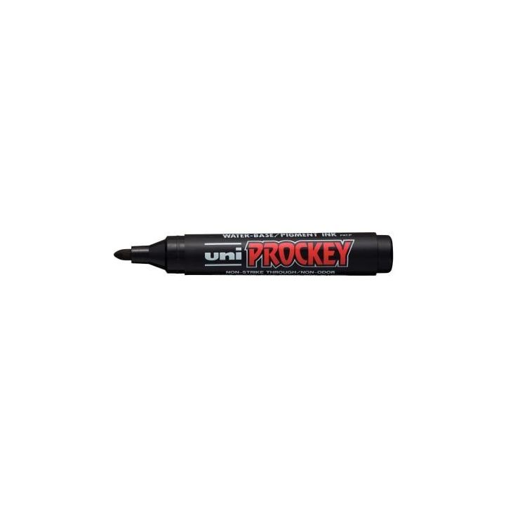 UNI-BALL Marqueur permanent pte ogive corps plastique encre pigmentée à  base d'eau Noir UNI PROCKEY PM122