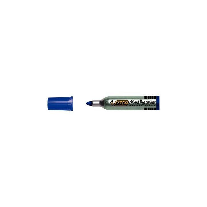 Marqueur permanent pointe ogive base solvant indélébile corps métal standard bleu 8418213 ONYX BIC