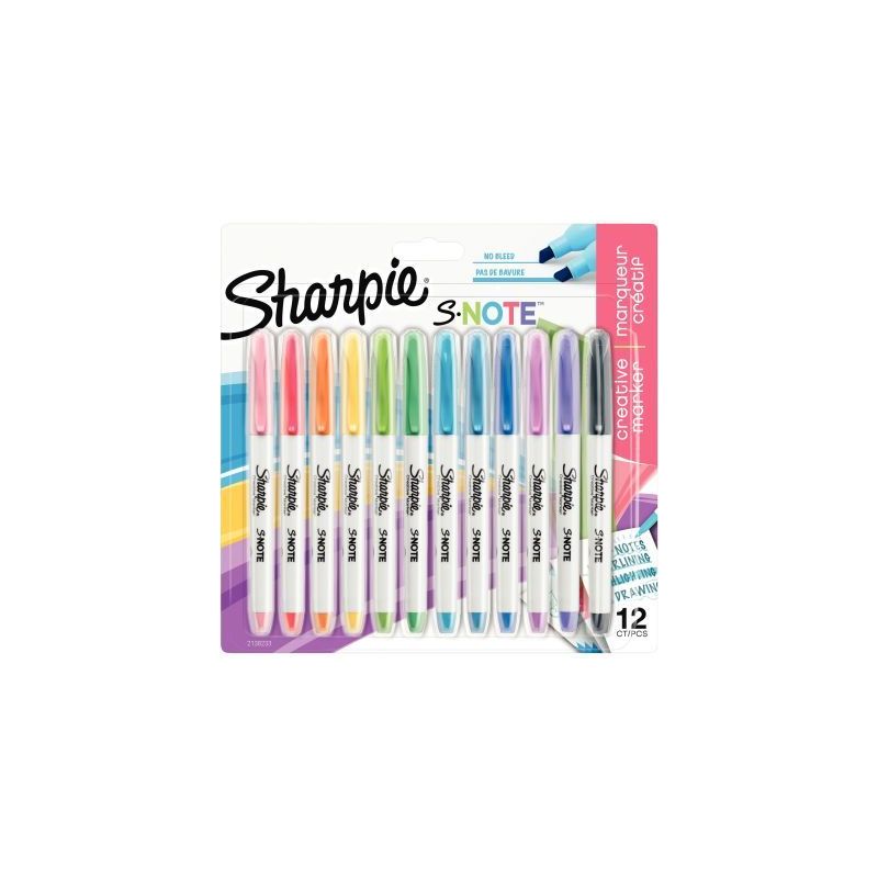 Achetez SHARPIE Pochette de 12 marqueurs permanents SHARPIE S-Note pointe biseautée. Coloris assort..