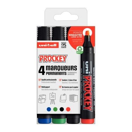 Achetez UNI-BALL Pochette de 4 marqueurs permanent PROCKEY pointe biseautée. Assortis pas cher sur ..
