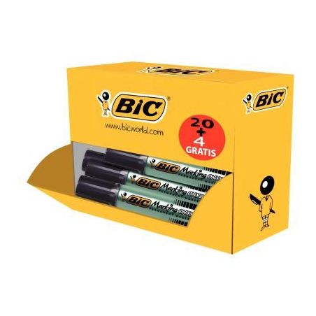 Achetez Pack de 24 marqueurs 1481 pointe biseautée dont 4 gratuits noir 942918 ONYX BIC pas cher su..