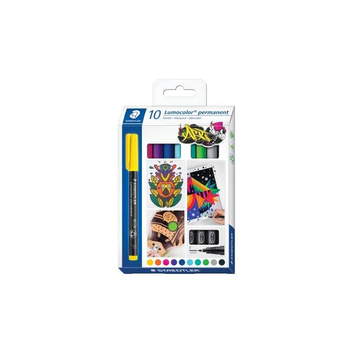 Pochette de 10 feutres Lumocolor permanent 0,6mm  assortis 318C10 LUMOCOLOR STAEDTLER