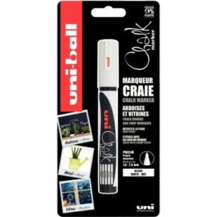 Achetez Blister de 1 marqueur craie Chalk pointe ogive blanc PWE5MX1 PF BL POSCA UNIBALL pas cher su..