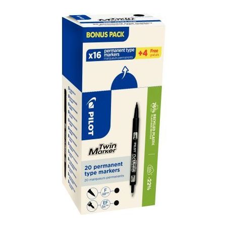 Achetez Ecopack de 16+4 marqueurs Twin marker noirs 3131910424789 PILOT pas cher sur Ma Rentrée Sco..