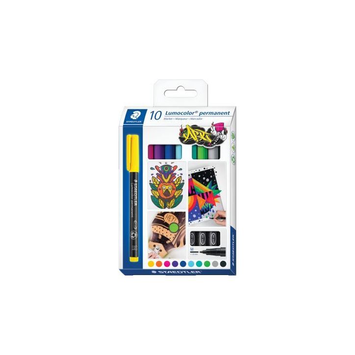 Pochette de 10 feutres Lumocolor permanents 1,0mm assortis 317C10 LUMOCOLOR STAEDTLER