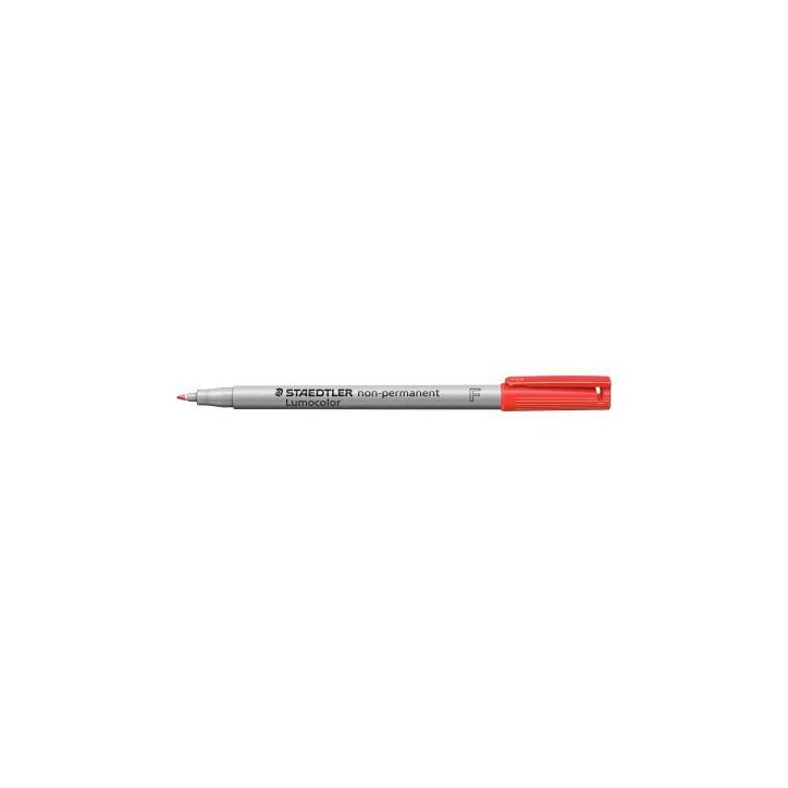 STAEDTLER Feutre multiusages pour support lisse LUMOCOLOR Encre rouge non permanente Pointe fine de 0,6mm