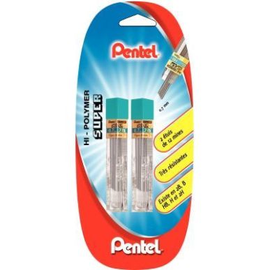 Achetez Blister de 2 étuis de 12 mines Hi-Polymer 0,7mm 2B 212722 PENTEL pas cher sur Ma Rentrée S..