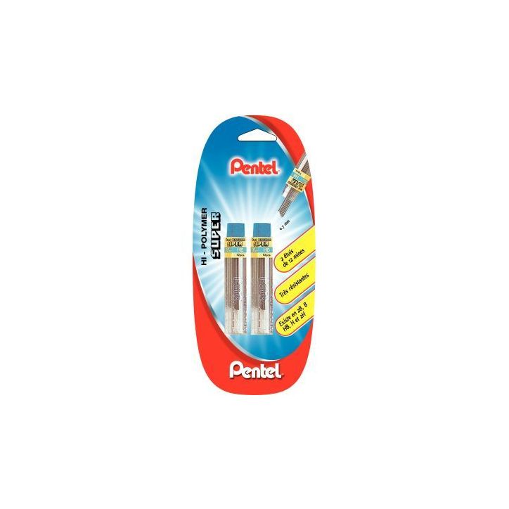 Blister de 2 étuis de 12 mines Hi-Polymer 0,7mm HB 212782 PENTEL
