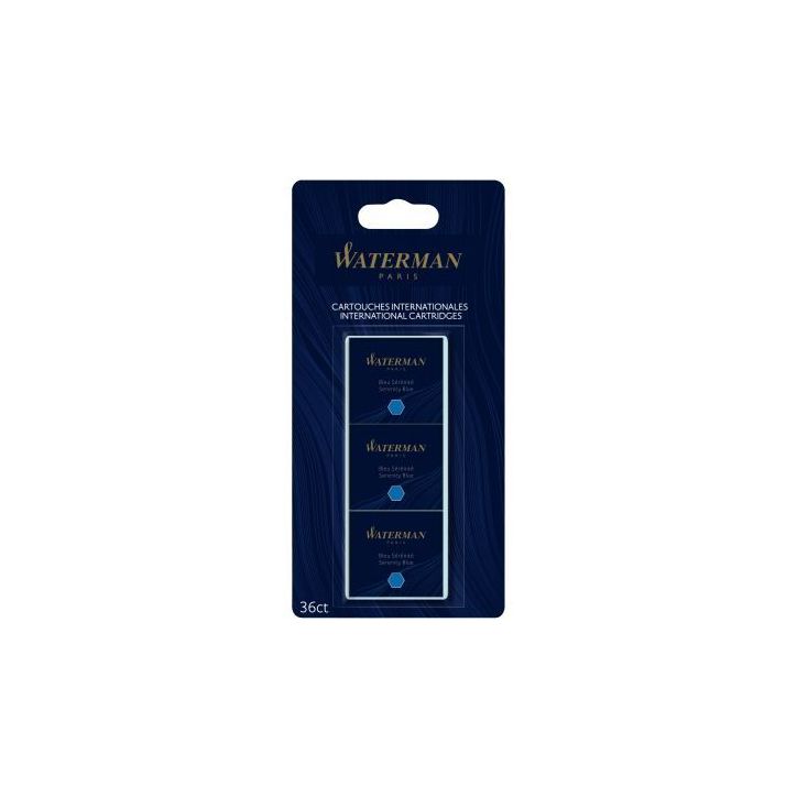 Blister de 36 cartouches courtes Waterman bleues S0713041 WATERMAN