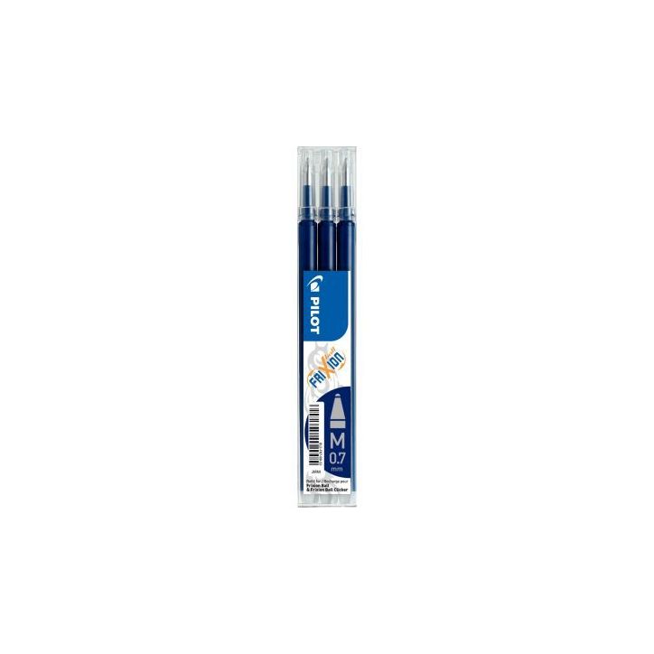 PILOT Set de 3 recharges pour roller FriXion Ball. Pointe moyenne 0,7 mm. Encre Bleu nuit