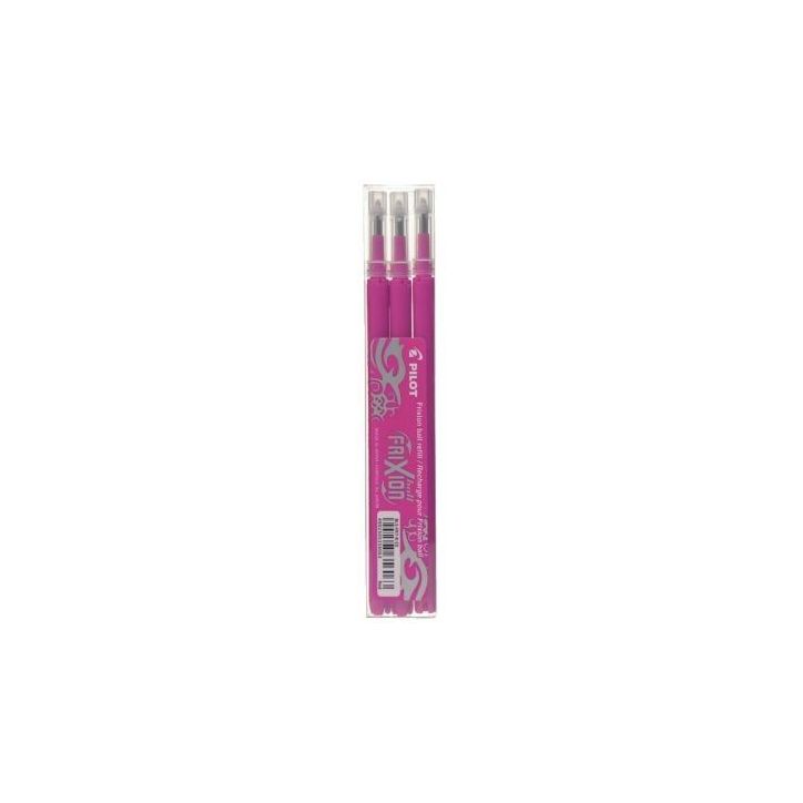 PILOT Set de 3 recharges pour roller FriXion Ball. Pointe moyenne 0,7 mm. Encre Rose