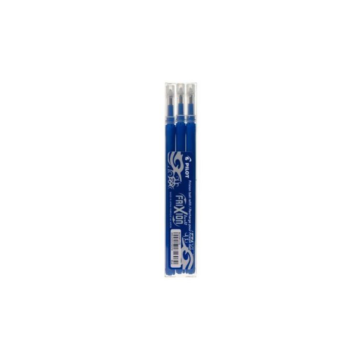 PILOT Set de 3 recharges pour roller FriXion Ball. Pointe moyenne 0,7 mm. Encre Bleu