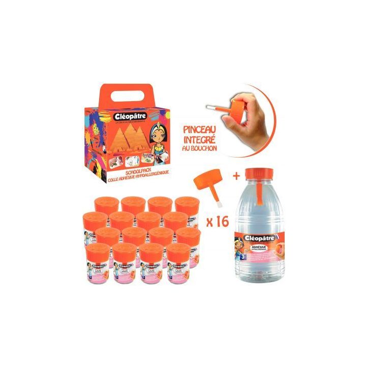 Valise 16 petits pots adhésive hypoallergénique + recharge 500g KIT16AD80P+AD500-HYP CLEOPATRE