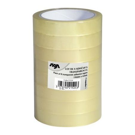 Achetez Tour de 8 rouleaux adhésifs transparent 19x66m SG21524 pas cher sur Ma Rentrée Scolaire