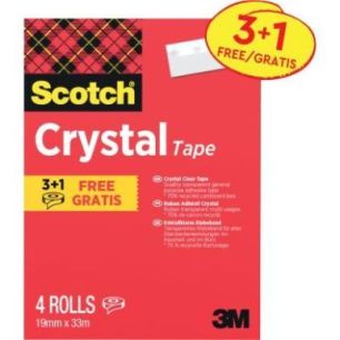 Achetez Rouleau adhésif transparent Cristal 19mmx33m 3 rouleaux + 1 gratuit BP1494 SCOTCH 3M pas ch..