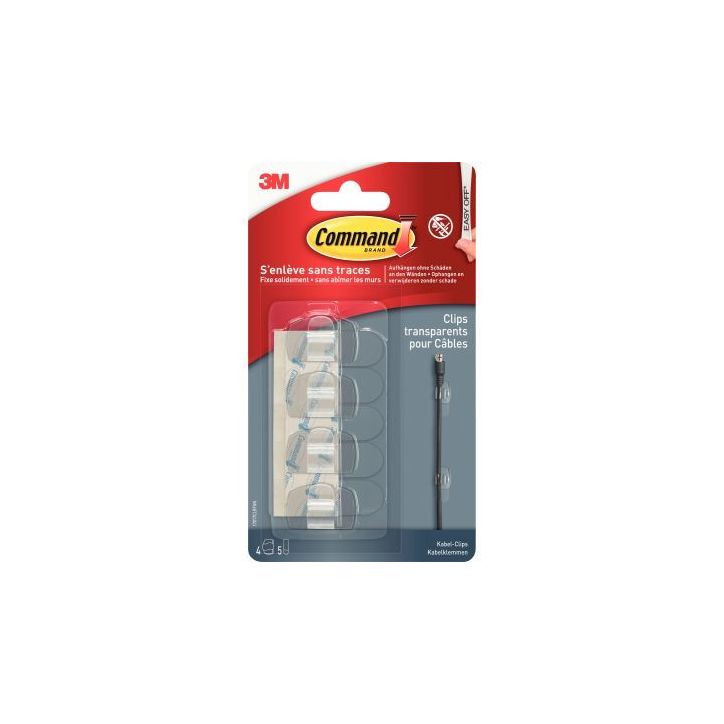 Blister de 4 clips adhésifs transparents pour câbles 17017CLR SCOTCH 3M
