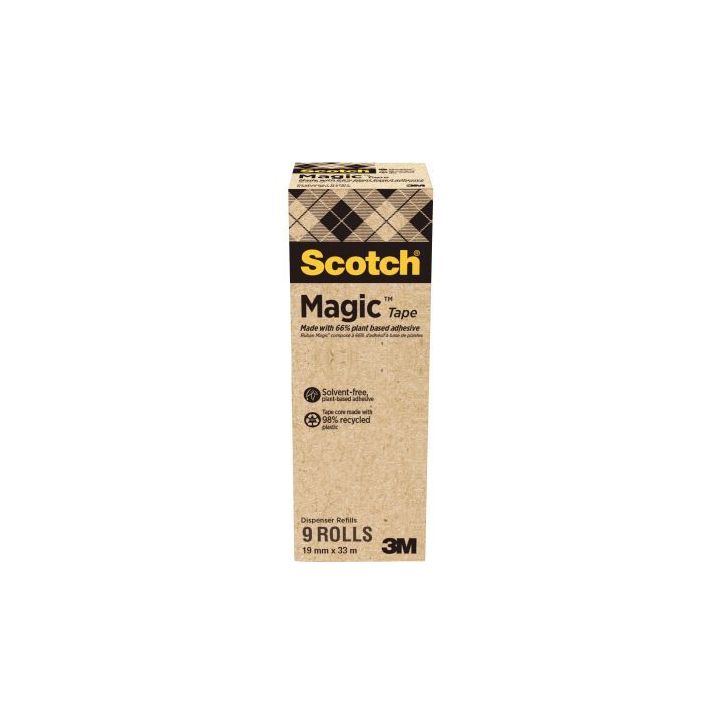 SCOTCH Boîte de 9 rubans Scotch Magic bague carton recyclé, 19mmx33m