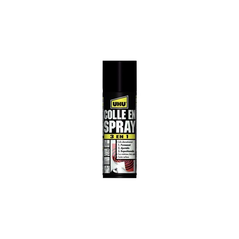 Achetez UHU Colle universelle en spray 3 en 1 : permanent, ajustable, repositionnable, 200ml pas che..