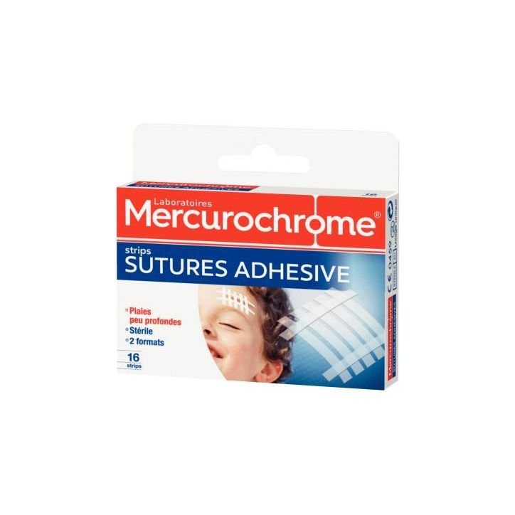 Boite de 16 pansements suture adhésif 50155 MERCUROCHROME