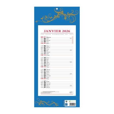 Achetez Calendrier mensuel 12 feuillets 36x19cm bleu PAP411B pas cher sur Ma Rentrée Scolaire