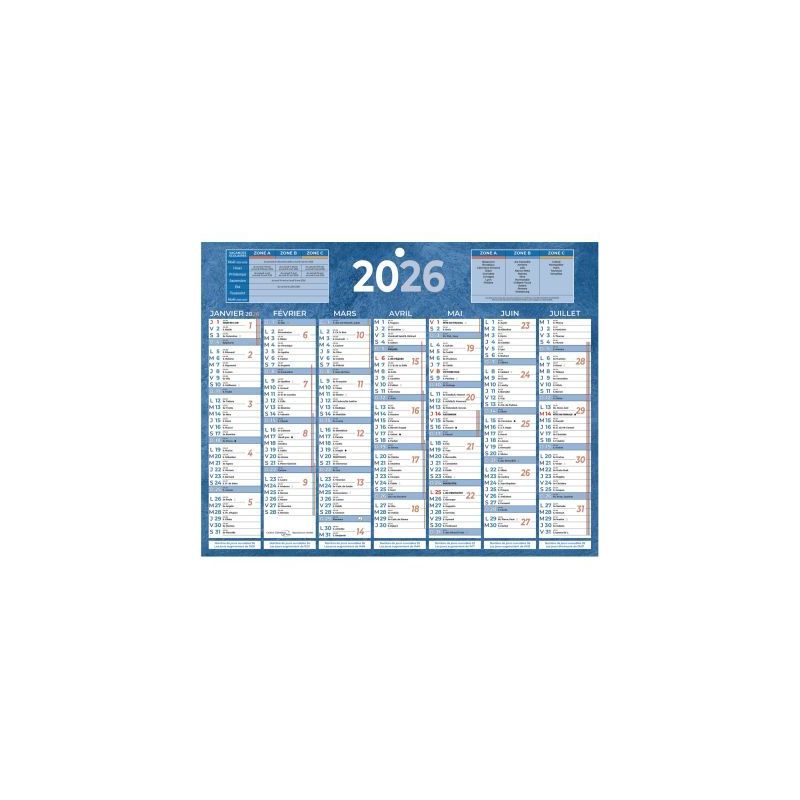 Achetez Calendrier semestriel 7 mois par face 21x26,5cm bleu PAP215B pas cher sur Ma Rentrée Scolai..
