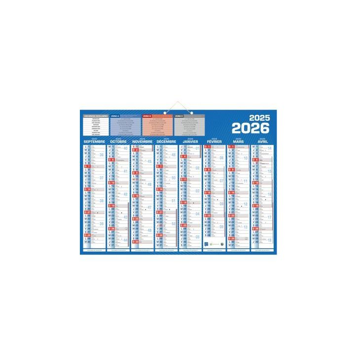 Calendrier 8 mois sur chaque face 40,5 x 55 cm PAPCLAS16