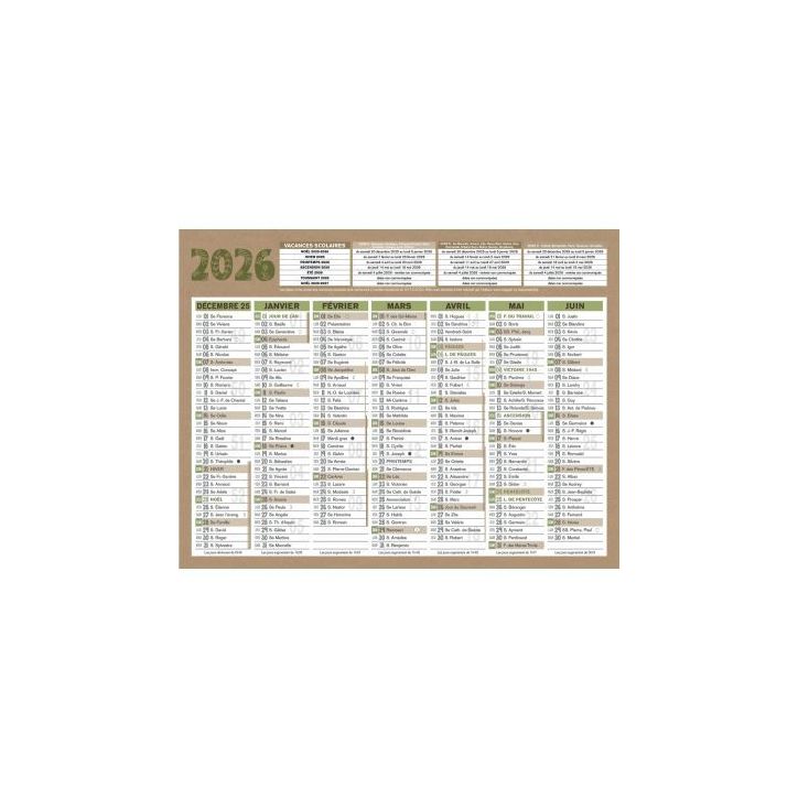 Calendrier semestriel 7 mois par face Natura 13,5x17,5cm PAPNATMICRO BOUCHUT GRANDREMY