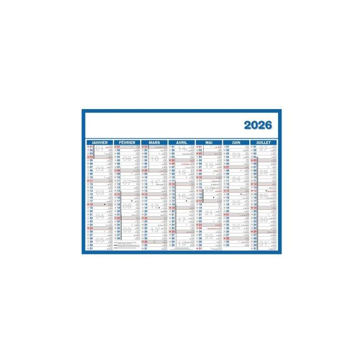 Calendrier semestriel 7 mois par face 40x55cm souple PAPDIRECT