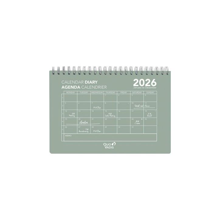 Calendrier mensuel Oslo 15.5x23.8 vert 162008Q QUO VADIS