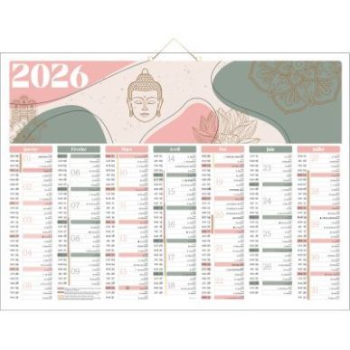 Achetez Calendrier semestriel 7 mois par face Zen 40,5x55cm PAPZEN BOUCHUT GRANDREMY pas cher sur Ma..