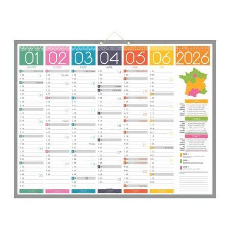 Achetez Calendrier semestriel 6 mois par face Tendance 43x55cm PAPTENDANCE BOUCHUT GRANDREMY pas che..