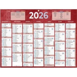Achetez Calendrier semestriel 7 mois par face 32x42cm rouge PAP222R pas cher sur Ma Rentrée Scolair..
