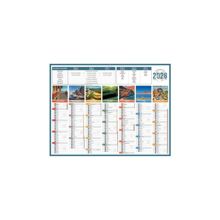 Calendrier semestriel 7 mois par face Planète 32x42cm PAPPLANETEMED BOUCHUT GRANDREMY