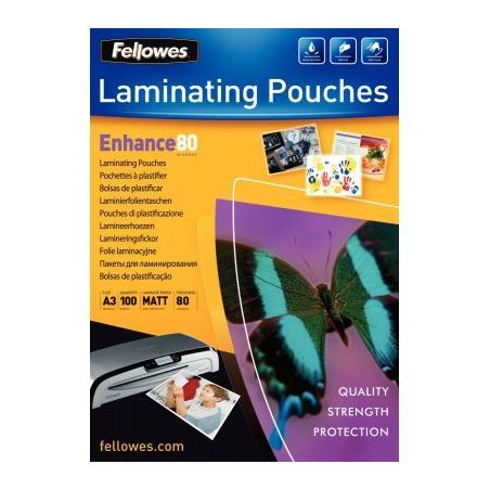 Achetez Boîte de 100 pochettes de plastification A3 80 microns mat 5452003 FELLOWES pas cher sur Ma..
