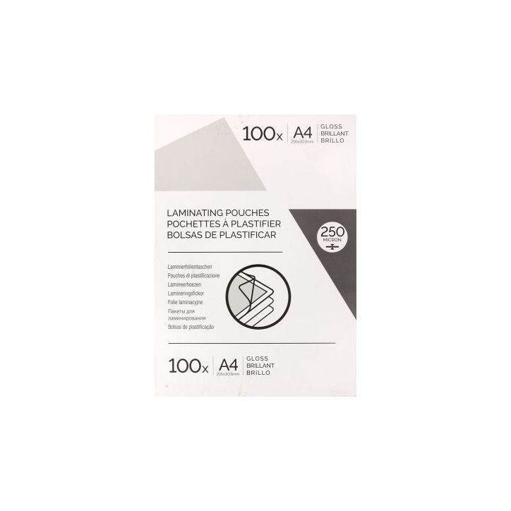 Boite de 100 pochettes à plastifier format 216x303mm pour document A4 ép 250µ 6910801 FELLOWES