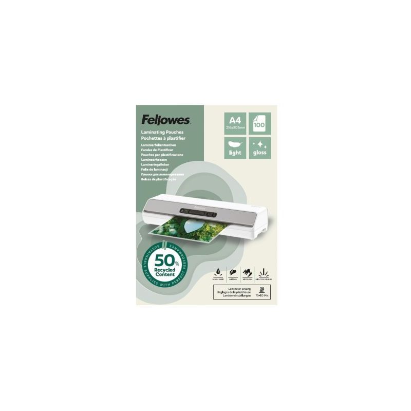Achetez Boîte de 100 pochettes de plastification brillantes A4 80 microns 100142987 FELLOWES pas ch..