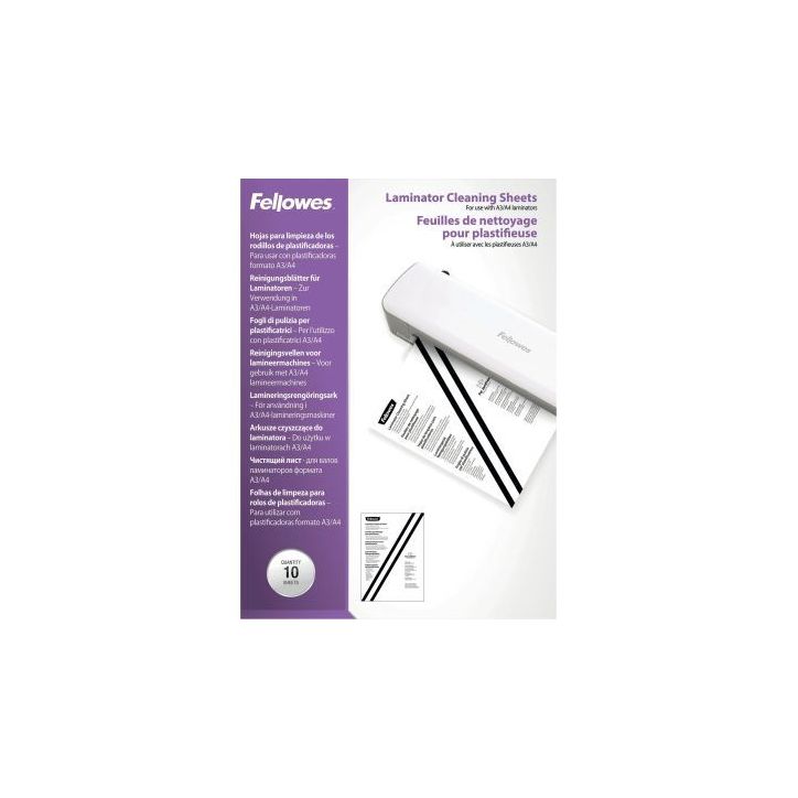 Sachet de 10 feuilles de nettoyage pour plastifieuse A3/A4 5320604 FELLOWES