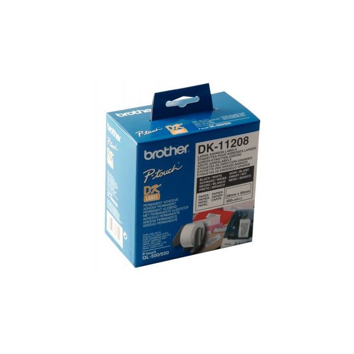 Rouleau de 400 étiquettes autocollantes blanches prédécoupées d'adressage 38 x 90 mm DK11208 BROTHER
