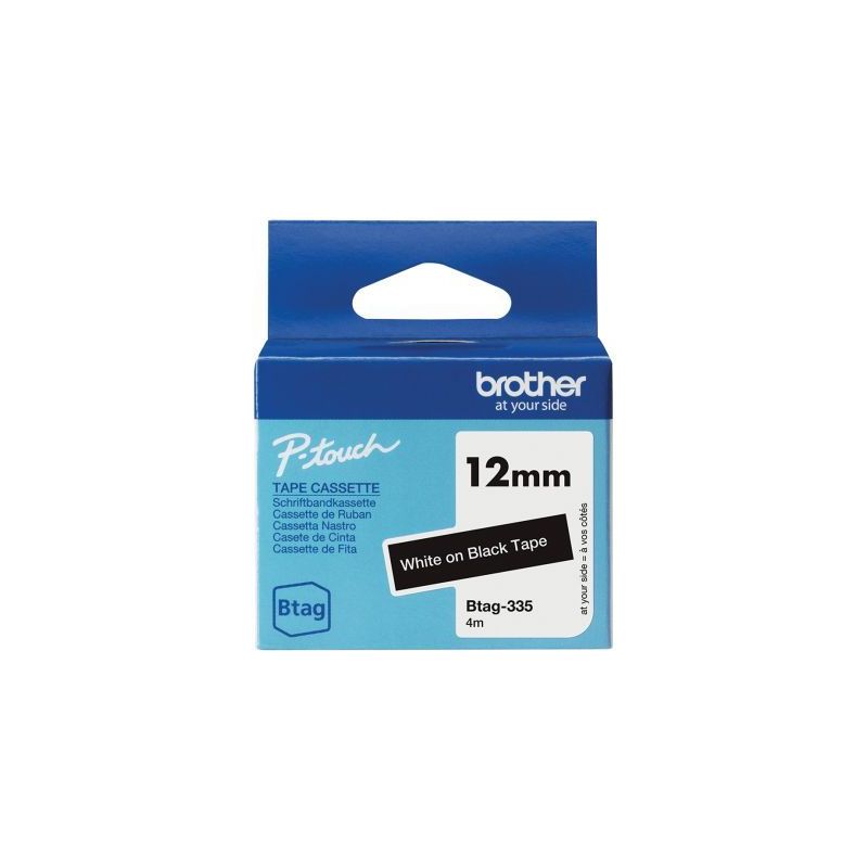 Achetez Recharge Brother BTAG blanc sur noir 12 mm BRSPRBTAG335 BROTHER pas cher sur Ma Rentrée Sco..