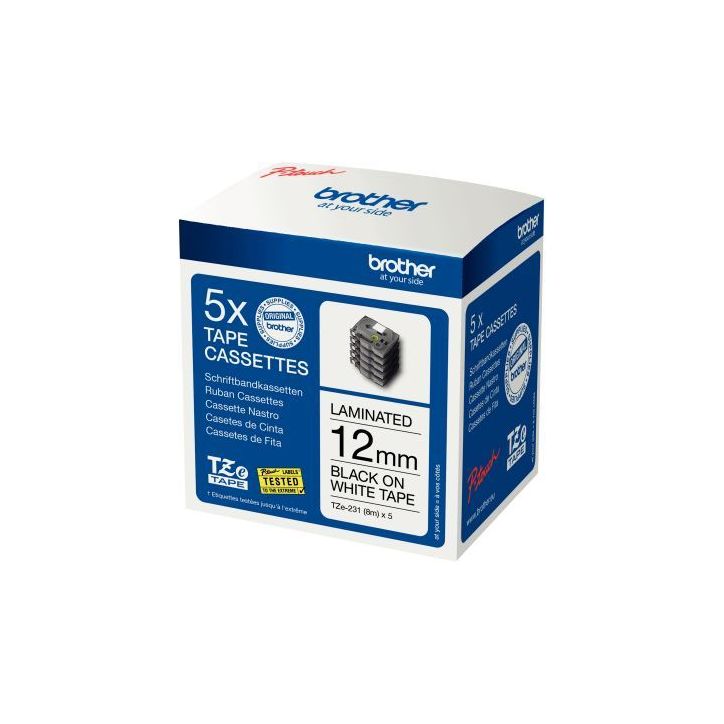 Pack de 5 recharges Brother TZe231 noir/blanc 12 mm TZe231M5 BROTHER
