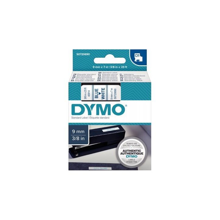 DYMO Ruban D1Bleu/Blanc 9MMX7M pour 1000/1000+/2000/3500/4500/5000/5505