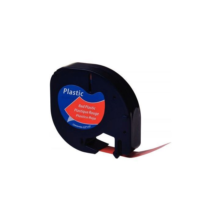 DYMO Ruban LETRATAG Noir/plastique Rouge 12mmx4m