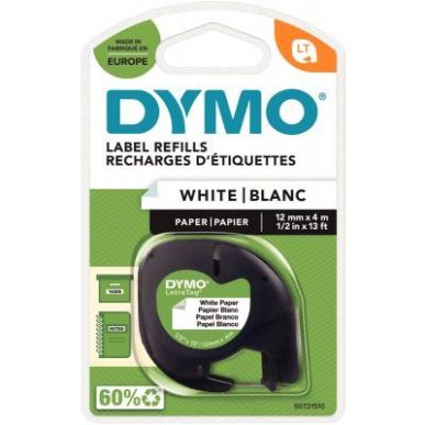 Achetez DYMO Ruban papier LetraTag Noir/Blanc 12 mm x 4 m pas cher sur Ma Rentrée Scolaire