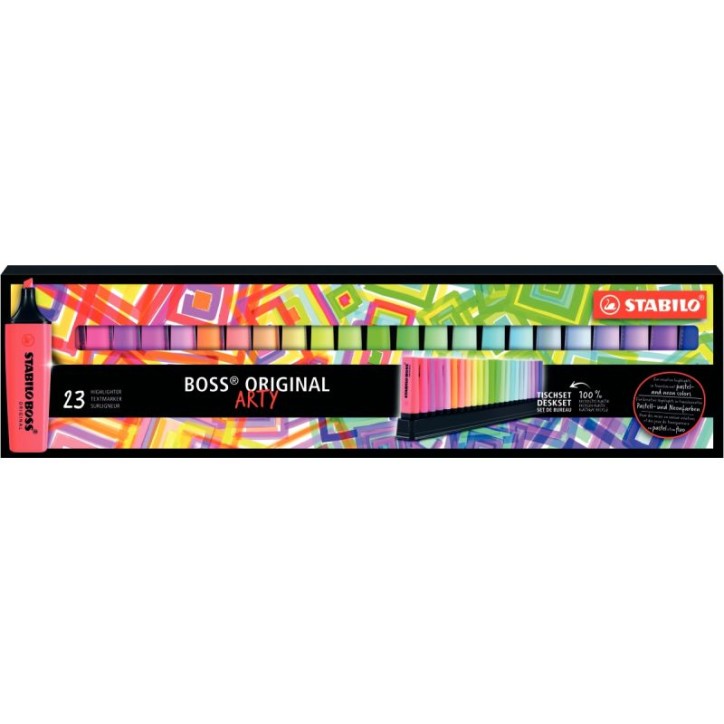 STABILO BOSS ORIGINAL surligneur pointe biseautée - Set de bureau de 23 surligneurs - coloris assortis