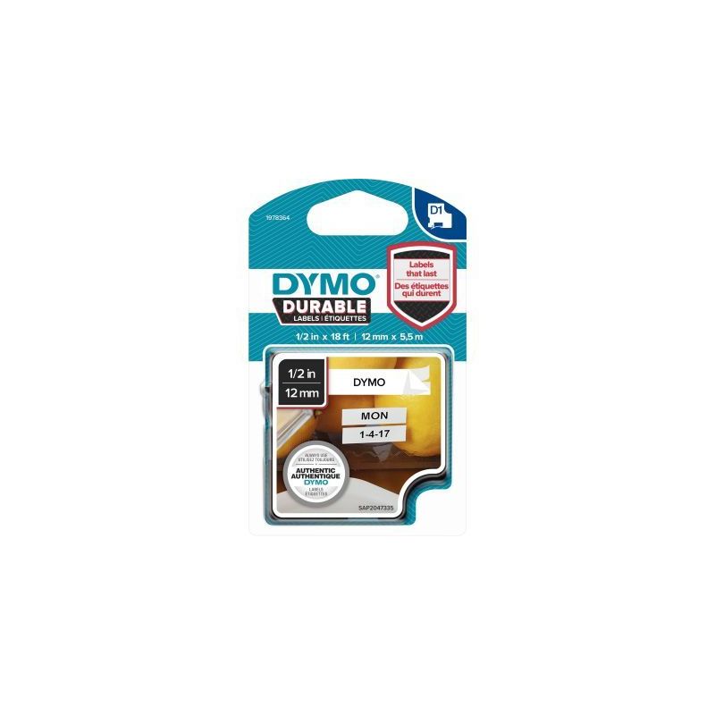 Achetez Recharge DYMO D1 12 mm x 5,5 m impression noire support blanc 1978364 DYMO pas cher sur Ma R..