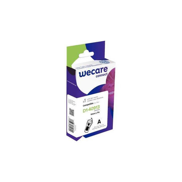 Ruban D1-40913 noir sur blanc 9 mm x 7 m compatible K80002W4 WECARE ARMOR
